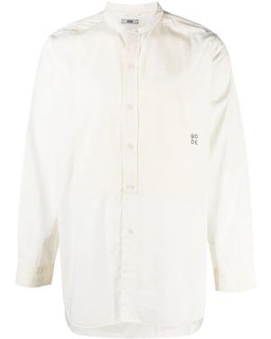 Bode Logo-Embroidered Collarless Shirt - White