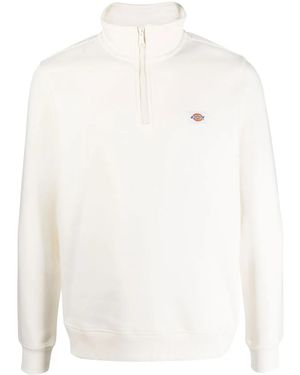Dickies Quarter-Zip Logo-Patch Jumper - White