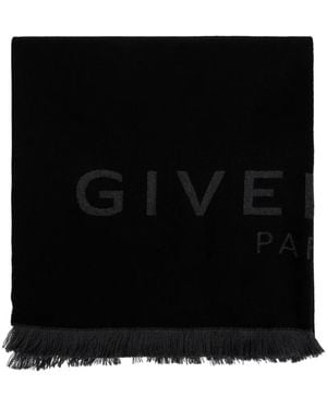 Givenchy Logo-Print Frayed Scarf - Black
