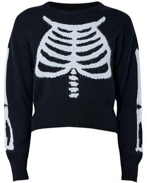 VAQUERA Skeleton-Motif Ribbed-Knit Sweater - Blue