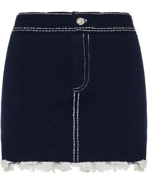 Barrie Fringed Stitching Mini Skirt - Blue