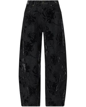 Liu Jo Balloon Pants With Flocked Print - Black