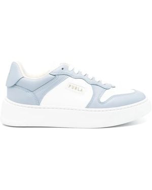 Furla Lace-Up Sneakers With Textured Surfaces And Sole - White