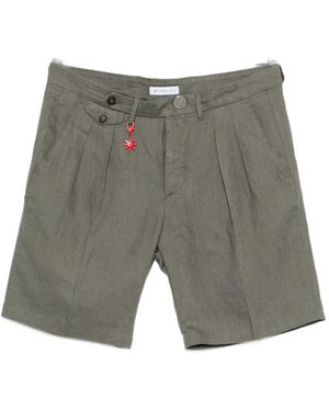Manuel Ritz Pleated Linen Shorts - Grey