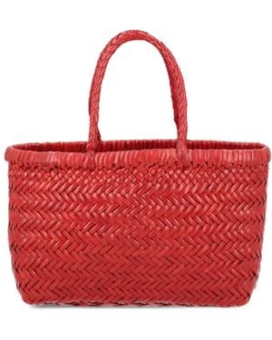 Dragon Diffusion Woven Leather Shoulder Bag - Red