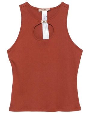 Twinset Ribbed Top With Logo - Red
