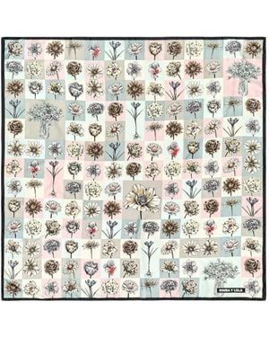 Bimba Y Lola Botanical Mosaic Composition Scarf - White