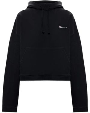 Vetements Logo-Embroidered Cropped Hoodie - Black
