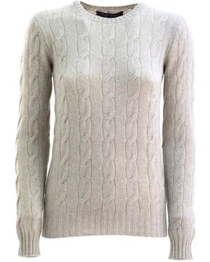 Polo Ralph Lauren Landärmeliger Pullover mit Zopfmuster - Grau
