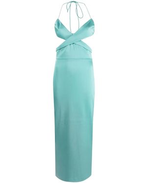 Alex Perry Mason Cut-Out Satin Midi Dress - Blue