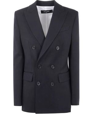 DSquared² Carolyn Double Breasted Peak Jacket - Blue