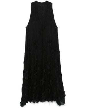 Marc Le Bihan Vestido midi con capa de tul - Negro