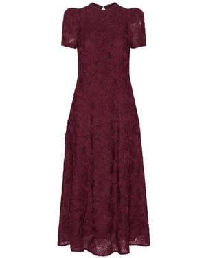 ROTATE BIRGER CHRISTENSEN Robe Mi-Longue Évasée À Détail Floral - Purple
