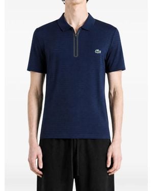 Lacoste Logo-Patch Zip-Fastening Polo Shirt - Blue