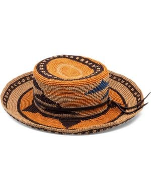 Sensi Studio Geometric-Pattern Sun Hat - Brown