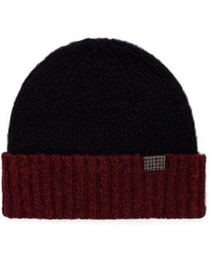 Barbour Scottish Angus Ribbed-Knit Beanie Hat - Red