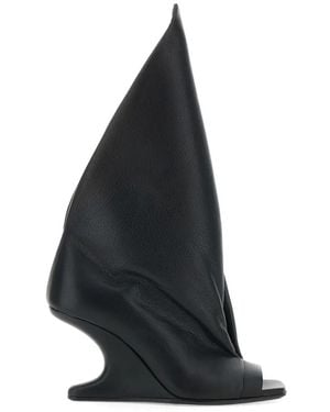 Rick Owens 'Cantilever' Sandals With Square Open Toe And High Wedge Heel - Black