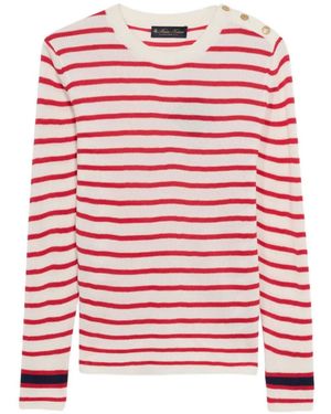Brooks Brothers Striped-Pattern Button-Embellishment Jumper - Red