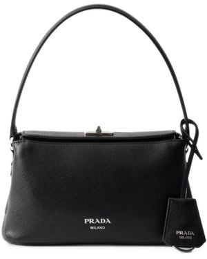 Prada Mini Avoir Saffiano-Leather Tote Bag - Black