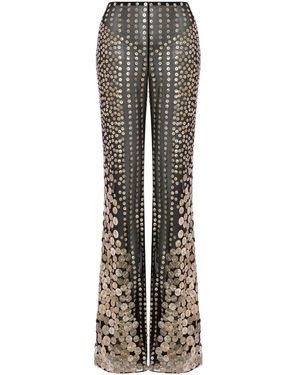 Alberta Ferretti Pantaloni Svasati Con Paillettes - Grigio