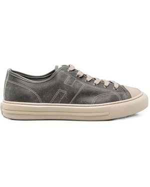 Hogan H-Stitch Lace-Up Sneakers - Grey