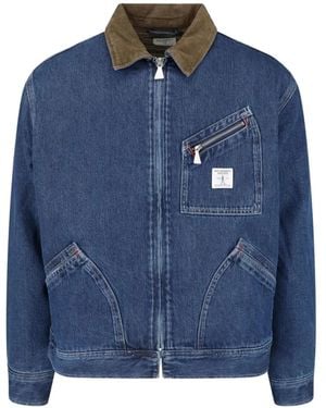 Roy Rogers Corduroy-Collar Denim Jacket - Blue