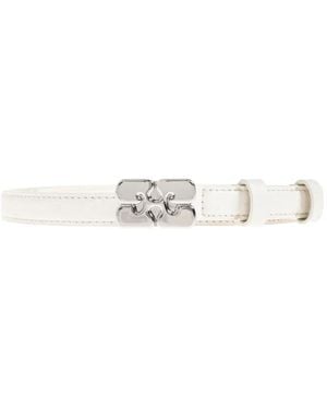 Ganni Kat Ostrich-Effect Belt - White