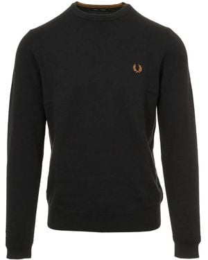 Fred Perry Logo-Detail Crew-Neck Sweater - Black
