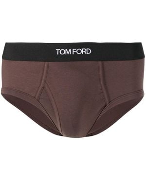 Tom Ford Logo-Waistband Boxers - Brown