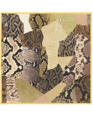 Bimba Y Lola Khaki Snake-Design Leather-Patchwork Scarf - Metallic
