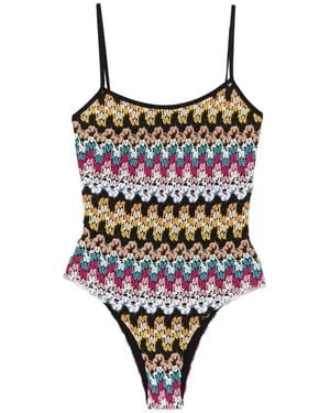 Missoni Crochet-Knit Swimsuit - Brown