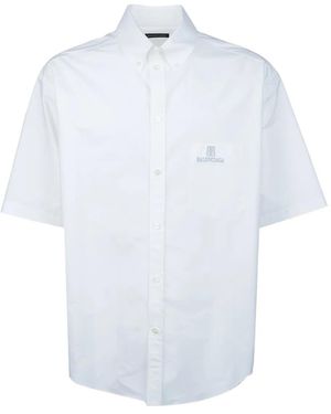 Balenciaga Logo-embroidered short-sleeve shirt - Blanco