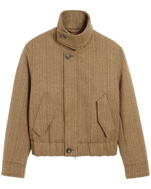 Ami Paris Herringbone Harrington Wool Jacket - Brown