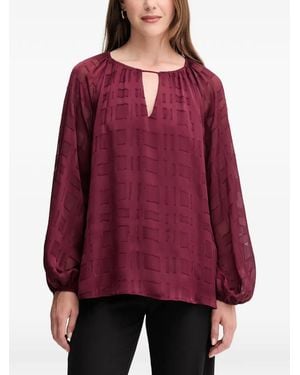 Joseph Ribkoff Long-Sleeved Keyhole Blouse - Red