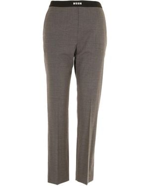 MSGM Logo-Waistband Trousers - Grey