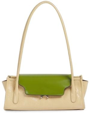 Marni Cream And Leather Trunkette Bag - Green