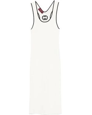 Gucci Logo-Motif Midi Dress - White