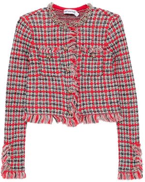 Self-Portrait Fringe-Trim Jacket - Red