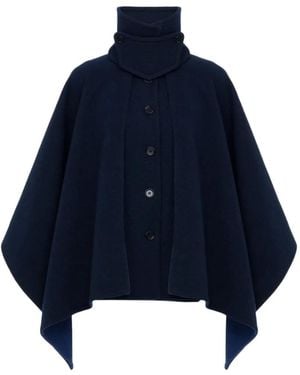 Chloé High-Neck Short Cape Coat - Blue