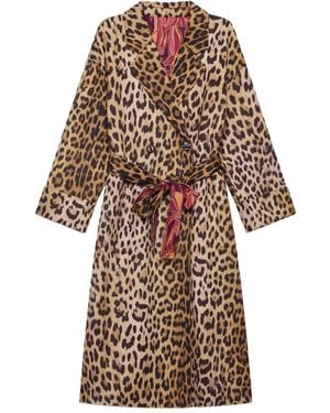 Maliparmi Leopard Print Belted Coat - Brown