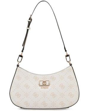 Guess Monogram-Print Logo-Plaque Tote Bag - White