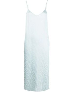 Palm Angels Monogram-Print Slip Dress - Blue