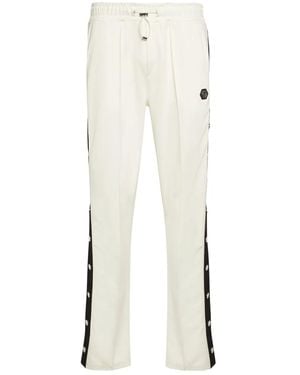 Philipp Plein Button-Fastening Side-Stripe Track Trousers - White