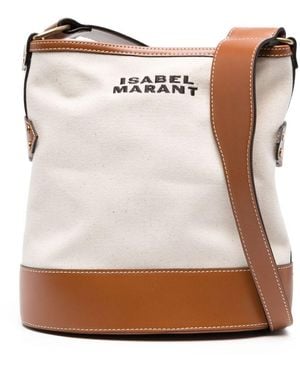 Isabel Marant Samara Logo-Embroidered Shoulder Bag - Brown