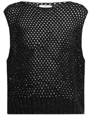 Akep Sequin-Embellished Open-Knit Vest - Black