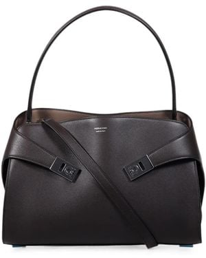 Ferragamo Medium Hug Gancini Buckle Shoulder Bag - Black