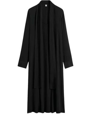 TOTEME Scarf-Detail Long-Sleeve Midi Dress - Black