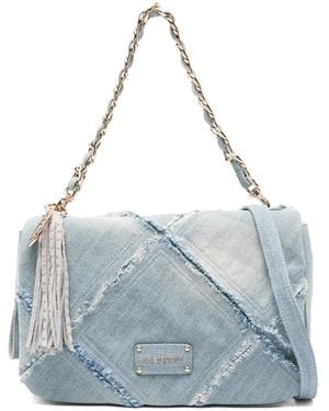 La Carrie Tassel Patchwork Cross Body Bag - Blue