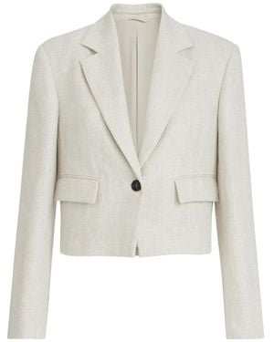 Brunello Cucinelli Chevron-Pattern Cropped Blazer - White