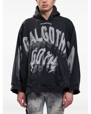RRR123 Graphic-Print Hoodie - Black